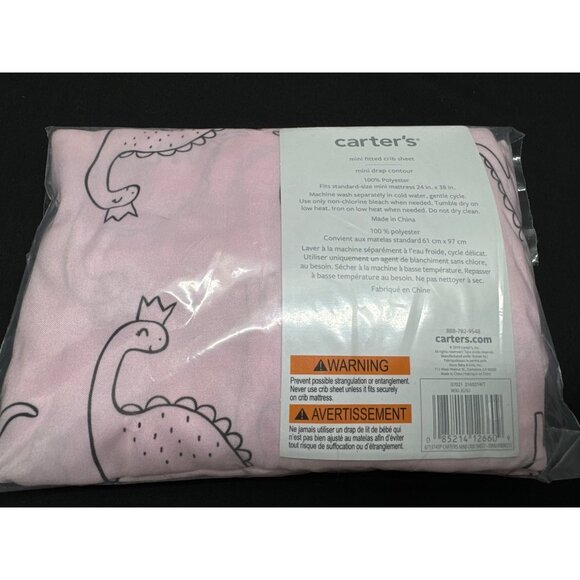 Carters Dino Princess Mini Fitted Crib Sheet 24" X 38" 100% Polyester Baby Beddi - Picture 1 of 4